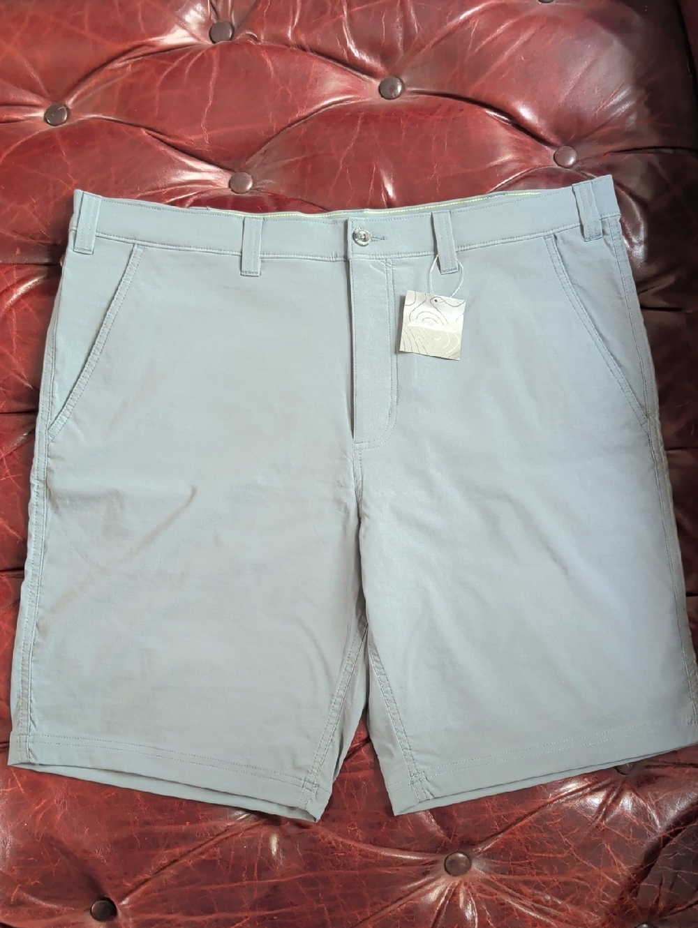 Eddie Bauer Men's Light Gray Stretch Flat Front Shorts